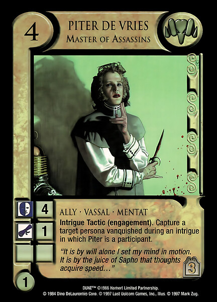 Piter de Vries, Master of Assassins